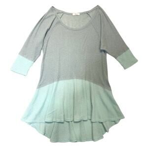 Mint Green Babydoll Tunic Top Medium Flowy High Low Knit Pastel Boho